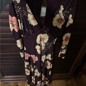 FP Movement by Free People Burgundy Floral Long Sleeve Dress